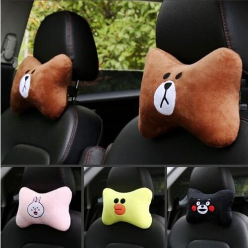 Universal Cute Car Neck Rest Cushion Headrest Pillow Soft Auto Safety Seat Rest Support Pillows Cotton Car Neck Cushion 2Pcs/set