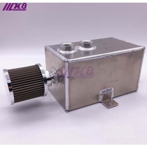 3 L Universal Car Aluminum Oil Catch Can Tank Silver Black Fuel Tanks with Breather Filter Drain Tap 3LT Baffled