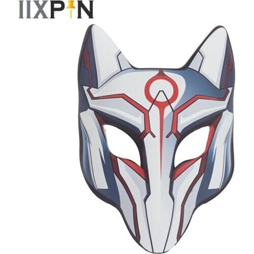 Japanese PU Fox Mask Adults Kids Fox Full Face Mask Japanese Kabuki Masquerade Halloween Mask Fox Face Cover Animal Face Mask