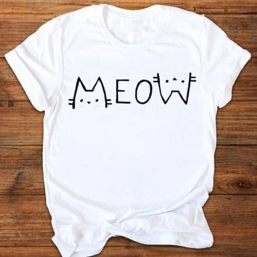 Women Graphic Cat Letter Funny Clothing Cute 90s Ladies Printing Print Clothes Lady Tees Tops Female T Shirt Womens T-Shirt
