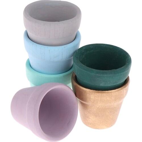 1/12 Macaron Miniature Red Clay ​Flower Pot Simulation Furniture Flower Pot For Doll House Decoration Dollhouse Accessories