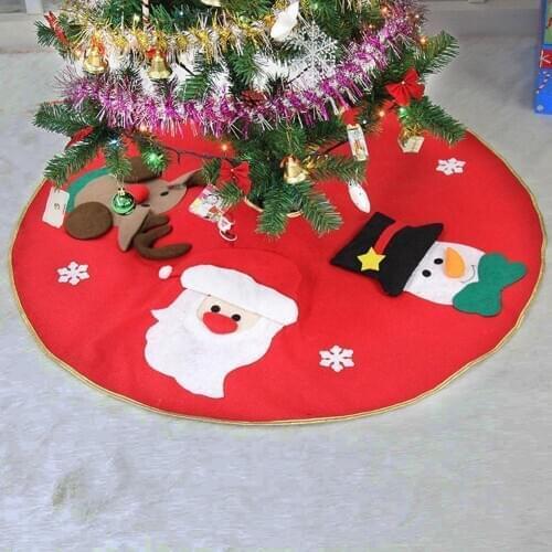 100cm Embroidery Christmas Tree Skirt Santa Claus Snowman ElK Decoration DIY Christmas Ornaments