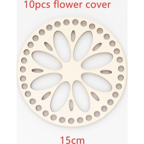 20pcs ( 10pcs circle bottom and 10 pcs flower cover ) 15cm DIY Handmade Knitting Crochet Bottom Flower Wooden Hollow Basket Base