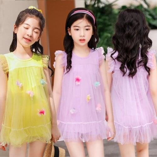 2021 New Fashion Childrens Swimwear Cute 3-7 Year Old Girls One-piece Skirt Style Western Hot Spring Swimsuit