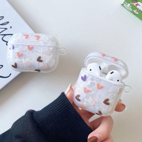 3D Cute Heart Shell Case For Apple Airpods 1 2 3 Small Flowers Soft Headphone Accessories Earphone Case for AirPods Pro Cover