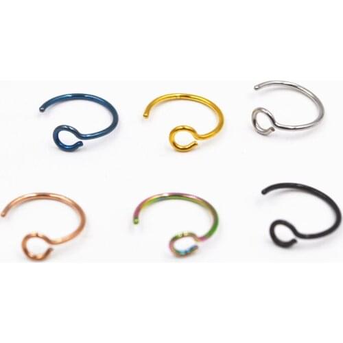 50pcs/Lot Popular Circle Nose Stud Seamless Surgical Steel Nose/Lip Labret Ring Piercing 20gx8mm Pick Colors New Free Shipping