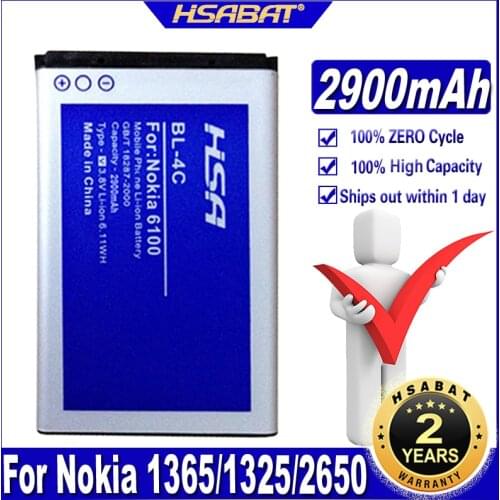 2600mAh BL-4C / BL 4C High Capacity Battery for Nokia 1365/1325/2650/2652/3108/3500C/5100/6066/6088/6101/6102/6103/6131/6125
