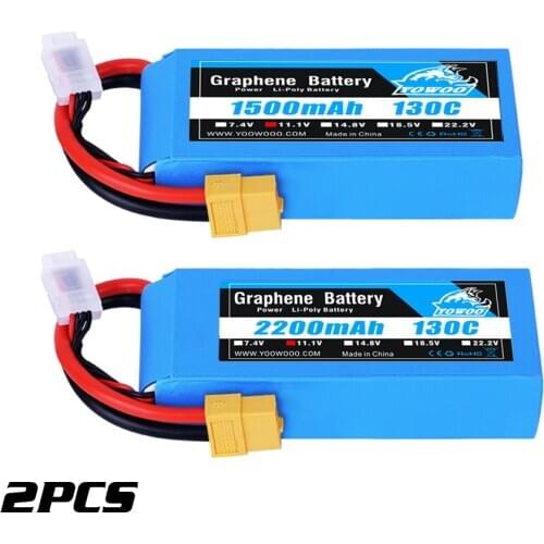 2PCS Yowoo Graphene Lipo 2S 3S 4S 6S Battery 2200mah 2600mah 1300mah 1500mah EC3 T XT60 Plug 130C RC Airplanes Car Drone Parts