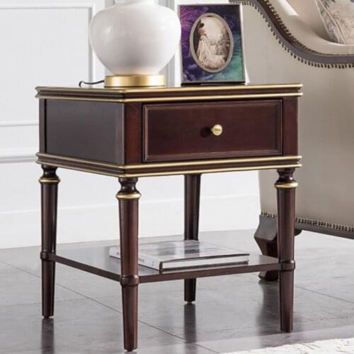 American solid wood corner table light luxury simple living room sofa side cabinet square small coffee table postmodern