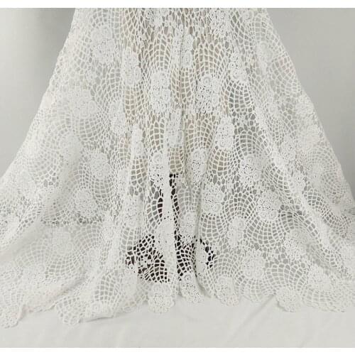 5Yards White Cotton Water Soluble Embroidery Lace Fabric Skin-friendly Soft Summer Dress Wedding Lace Fabric