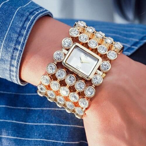 Brand Huge Size Women Quartz Watch Fashion Bling Casual Ladies Watch Female Quartz Gold Watch Crystal Diamond For Women Clock