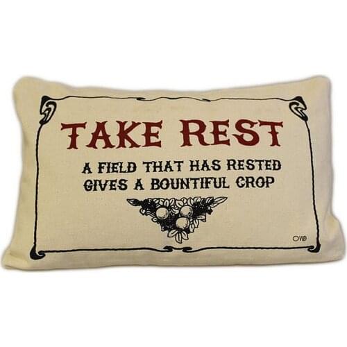 Pillows literary-pillow case in jute wash/Cotton pillow case TAKE REST - Size 38x25cm