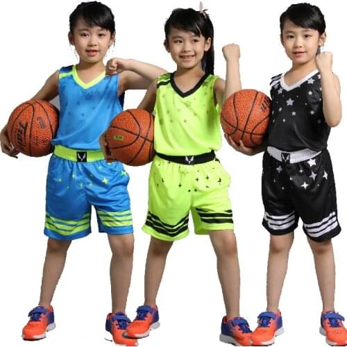 Customized kids Basketball Jersey sets 2020 New boys girls and Youth Basketball uniform Breathless sleeveless Basketball clothes