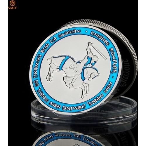 Ancient Roman Blue Crusader St. Shield Paladin Silver Plated 999 Commemorative Coin Collectibles And Business Gifts