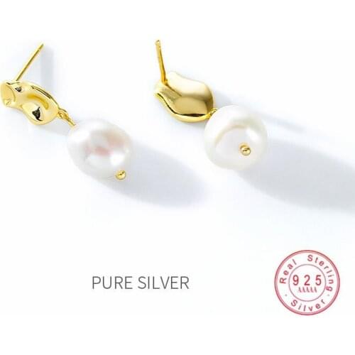 HI MAN 925 Sterling Silver Plated 14K Gold Japan Natural Freshwater Pearl Earrings Women High Quality Jewelry