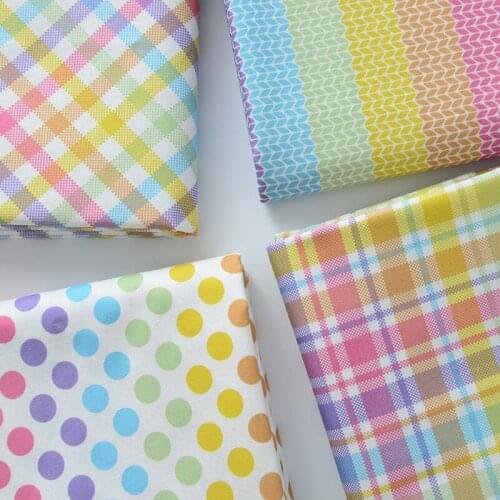 Colorful Plaid Check Printed Cotton Grid Soft Smooth Poplin For Shirt Dress Child Clothing DIY Toy Doll Needlework 50X110cm Tela