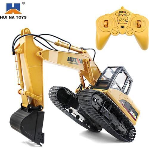 HuiNa 1550 1:14 RC Crawler Car 15 CH 2.4GHz RC Metal Excavator Charging RC Car RC Alloy Excavator RTR Gift For Children Adult