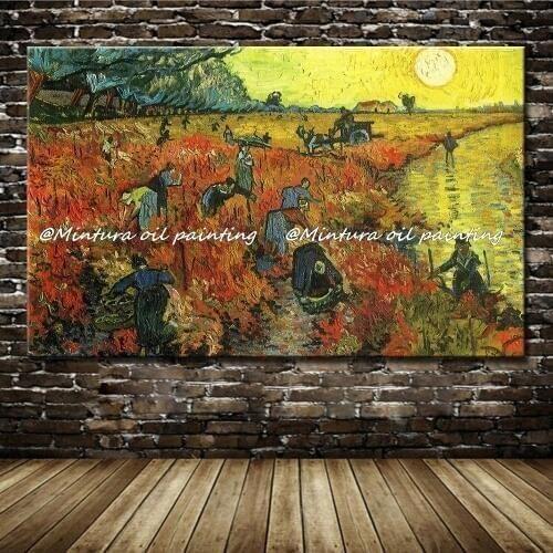 Vincent Van Gogh Oil Paintings On Canvas The Red Vineyard At Arles Hand Made Reproduction Wall Art Pictures For Hotel Decoratiom