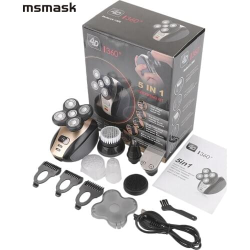 5-In-1 Mens Waterproof Electric Shaver Hair Clipper Nose Hair Clipper Facial Clean Cordless Portable Hair Trimmer Hair Clipper