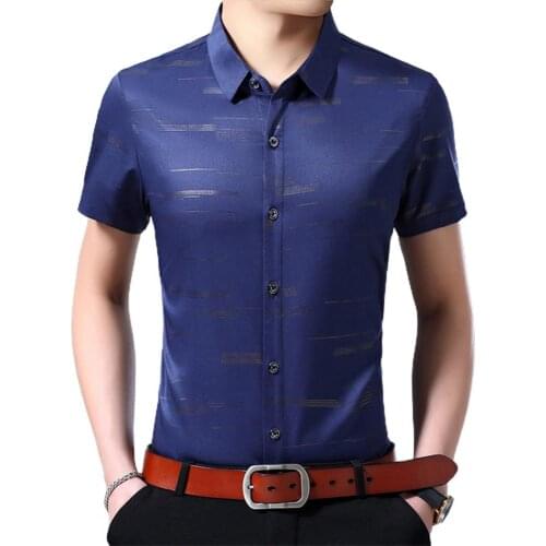 Plus Size Men Dress Shirts Short Sleeve Lapel shirts for men Single-breasted Business Shirts chemise homme camisas para hombre