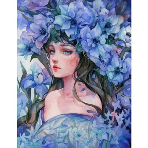 Cartoon Embroidery Mosaic Craft Flowers Girl Diamond Painting Kits Crystal Picture Wall Paper Rhinestone Drawing Christmas Gift