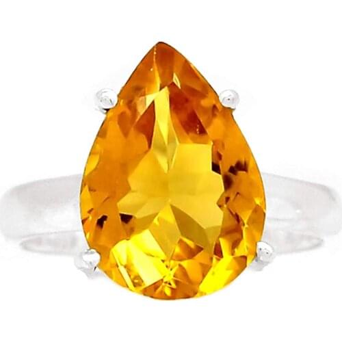 Genuine HONEY QUARTZ Ring 925 Sterling Silver, USA Size : 6.75, AR4301