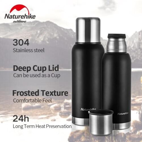 Naturehike Big Capacity Water Bottle 750-1000ml Warm Keeping Water Pot 24H Outdoor Water Container With Portable Insulating Cup
