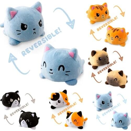 Reversible animal Cat Panda puppy Cartoon Plushie Plush Doll Double Sided Flip Stuffed Doll toy for kids boy girl Birthday Gift