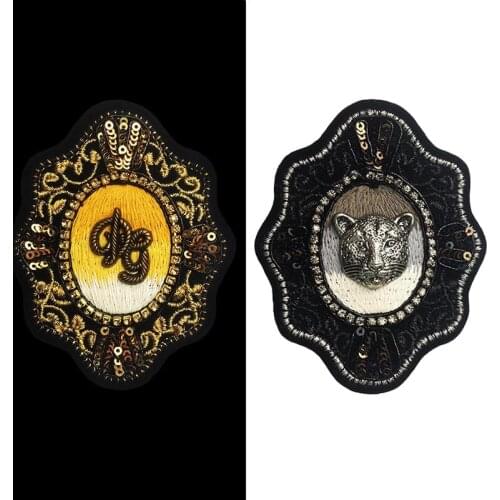 New Sequins Embroidery Metal letter Patch Tiger Patches Applique Clothes Jacket Badges for Clothing Decals Sew on DIY Supplies