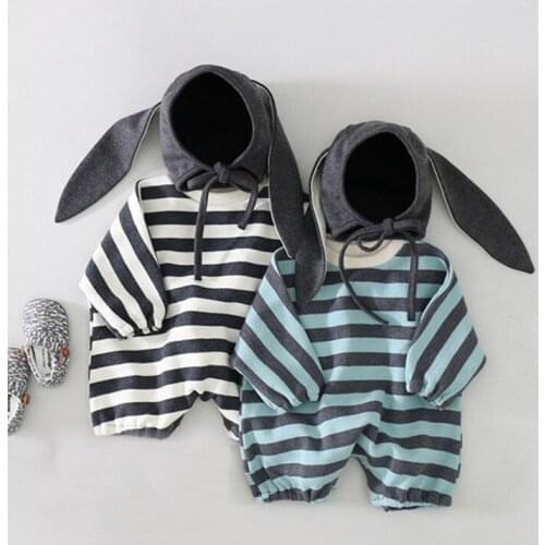 Autumn baby cotton romper striped jumpsuit 80