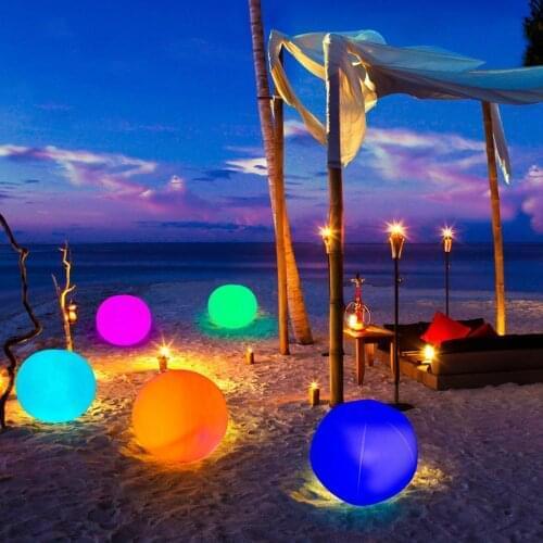 Remote Control LED Flashing Beach Ball Swimming Pool Toy Outdoor Bubble Balls Inflatable Led Glowing Ball Water Play Equipment