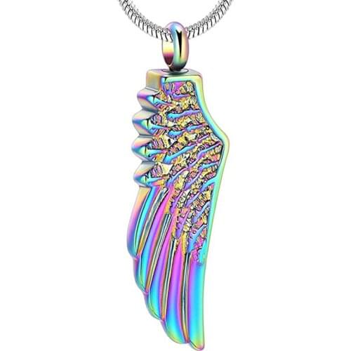 Stainless Steel Angel Wing Urn Locket Pendant for Ashes Keepsake Memorial Cremation Jewelry for Loved One