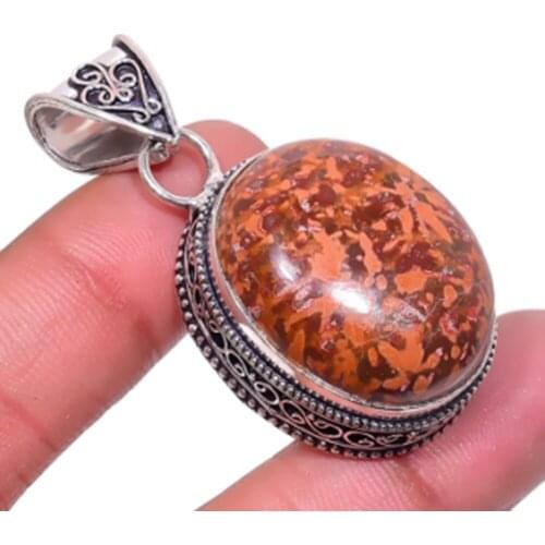 Spider Jaspers Pendant Silver Overlay over Copper , 48 mm, P6709