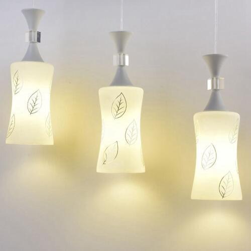 Modern Glass Dining Room Pendant Light Simple Creative White printing Chrome Restaurant Bar Counter Pendant Lamp