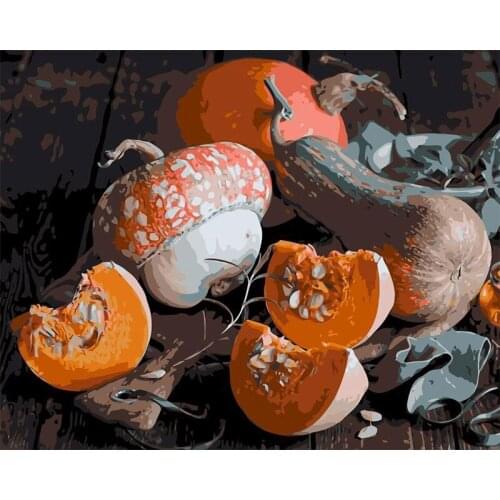 Coloring By Numbers Pumpkin On Canvas With Framed DIY Handmade Kits Acrylic Paint For Adults Paintings By Number Home Decoration