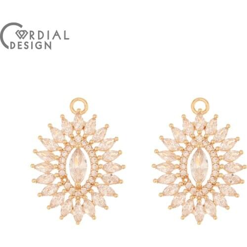Cordial Design 20Pcs 23*26MM Jewelry Findings & Components/CZ Charms/Hand Made/Jewelry Accessories/DIY Earrings Making/Pendant