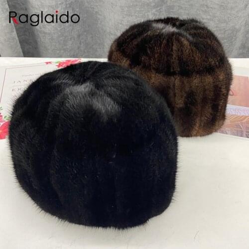 Unisex Fur Hat Men Women Solid Winter Natural Mink Fur Caps Warm Skulls Beanies