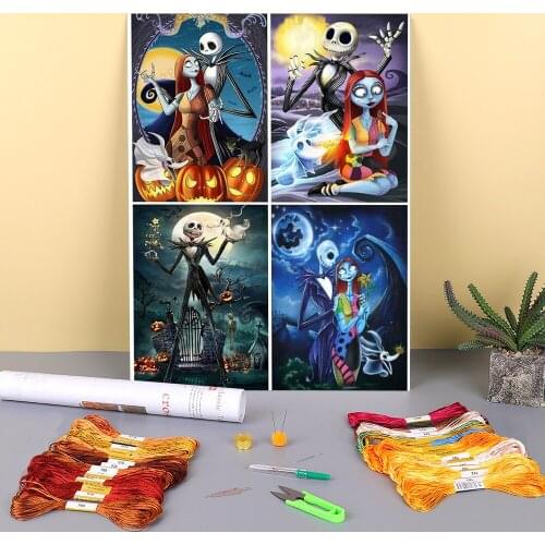 Tim Burton Pre-Printed 11CT Cross Stitch DIY Embroidery Set DMC Threads Handiwork Handicraft Handmade Sewing Wholesale