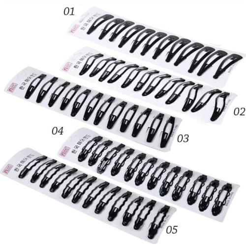 12Pcs/Pack Women Girls Black Snap Hair Clips Hairpins Barrette Hairgrip Child Portable Headwear Hair Styling Tools Accessories