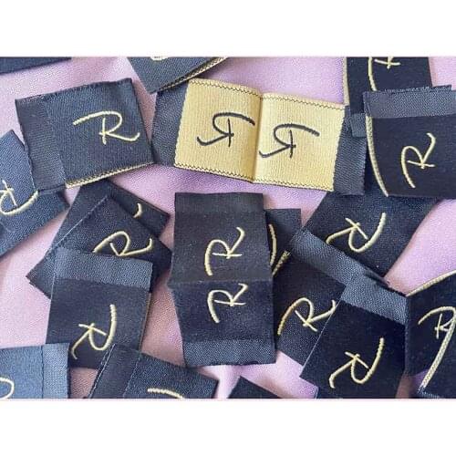 Custom High density Clothing Tag Woven Label main label damask label Embroidery Tags for Garment Bags DIY Sewing Accessories