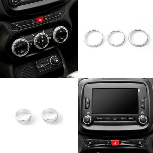 Audio Sound Switch &Air Condition Cover Ring Trim For 2015+ for Jeep Renegade Silver
