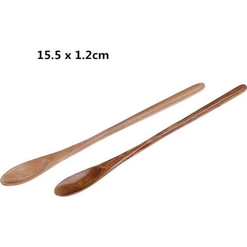 1Pc Long Handle Wood Spoon for Honey Rice Soup Dessert Coffee Tea Mixing Kitchen Utensil Tools Teaspoon Catering Wooden Spoon