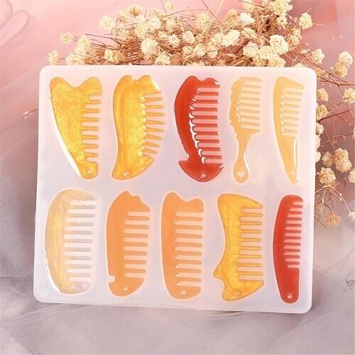 1pcs Silicone Comb Mold 3D Transparent Safe Epoxy UV Resin Clear Mold For Jewelry Making Tools Resin Molds DIY Hand Craft