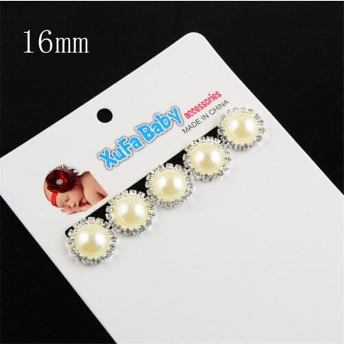 200pcs/lot Wholesale 16MM Silver Alloy Pearl Rhinestone Buttons Embellishments DIY Garment Hair Accessories PJ02