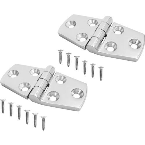2x Marine Grade 316 Stainless Steel Polished Door Hinge Locker Hinges 3 x 1.5 inch with Screws for Boat, RVs, Canoe (Silver)