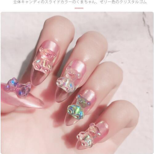 6pcs 3D Cute Bear Resin Nail Art Decorations Manual Stereo Mini Manicure DIY Nail Accessories for Nail Art DIY UV Accessories