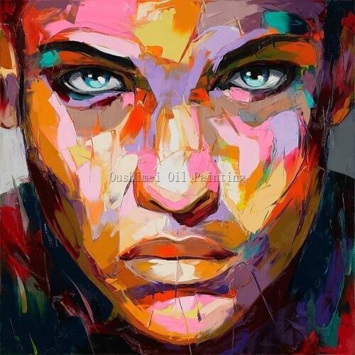 Free Shipping High Quality Abstract Portrait Oil Painting On Canvas Modern Abstract Figure Canvas Painting For Living Room