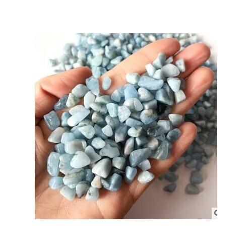 7-9mm Tumbled Gemstone Crystal Quartz Aquamarine Rare Collectable Rock Chips 10g