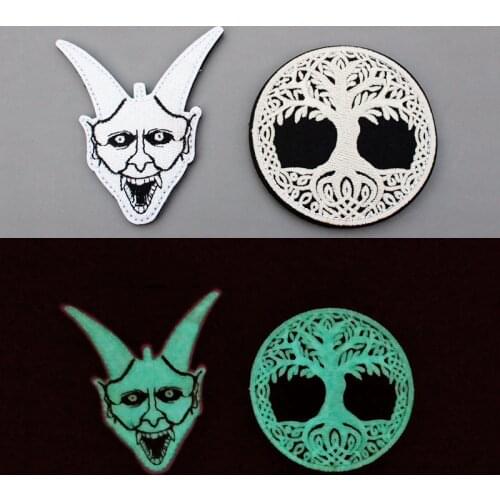 Tree of Life Embroidery Luminous Patch White Paradise Witch Tactical Armband Glow In Dark For Clothing Backpack Applique Sticker