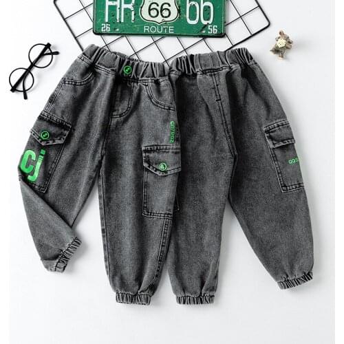 Toddler Boys Jeans Pants Spring Autumn New Childrens Fashion Korean Letter Denim Pants Kids Casual Jeans for Boy Baby Trousers
